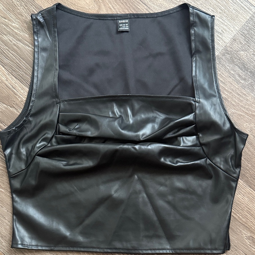 SHEIN Black Faux Leather Tank Top
